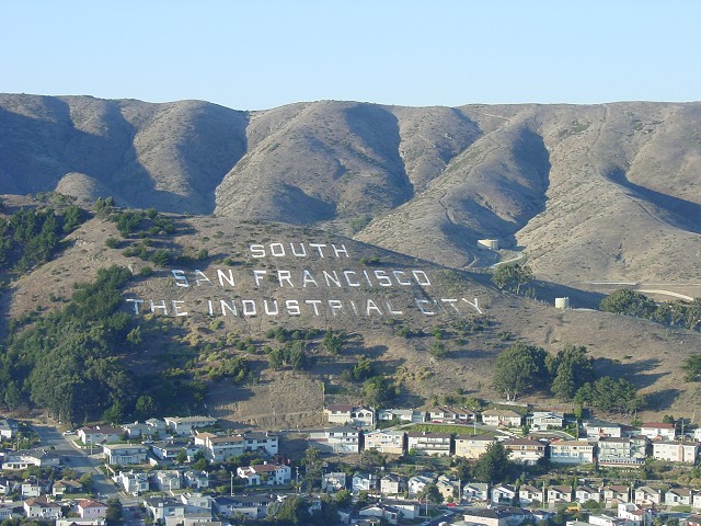 Der ber&uuml;hmte Schriftzug von South San Francisco am Sign Hill
