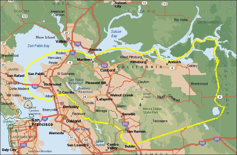 Karte von Contra Costa County