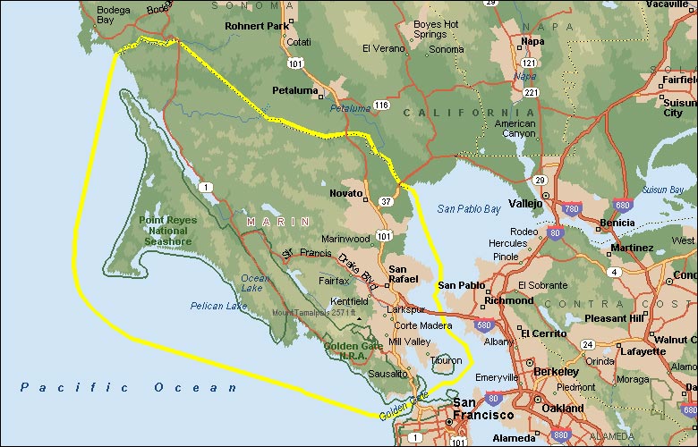 Karte von Marin County