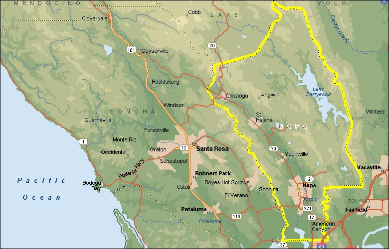 Karte von Napa County