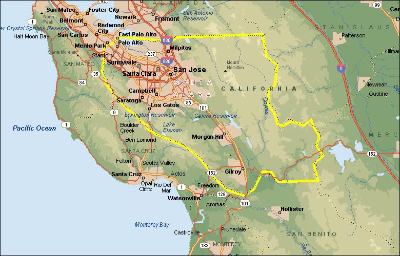 Karte von Santa Clara County