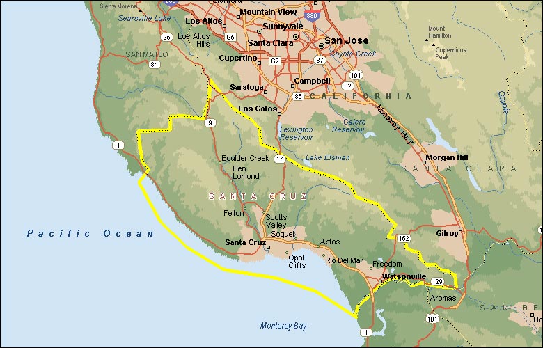 Karte von Santa Cruz County