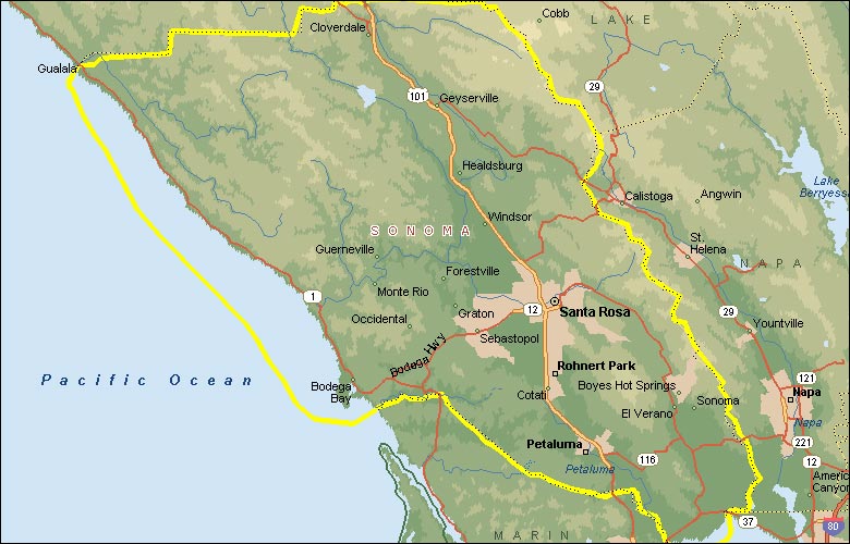 Karte von Sonoma County